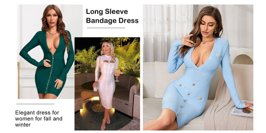 Stylish Outfit Ideas for Fall and Winter: Embrace the Long Sleeve Bandage Dress !