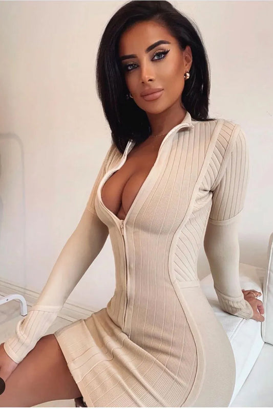 nude bandage dress, nude bodycon dress, cocktail dress, bandage dress for women, mini bandage dress, long sleeve bandage dress, event dress, party dress, stripe bandage dress, sexy bandage dress